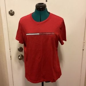 Vintage Tommy Hilfiger T-Shirt Red, large short sleeves Unisex